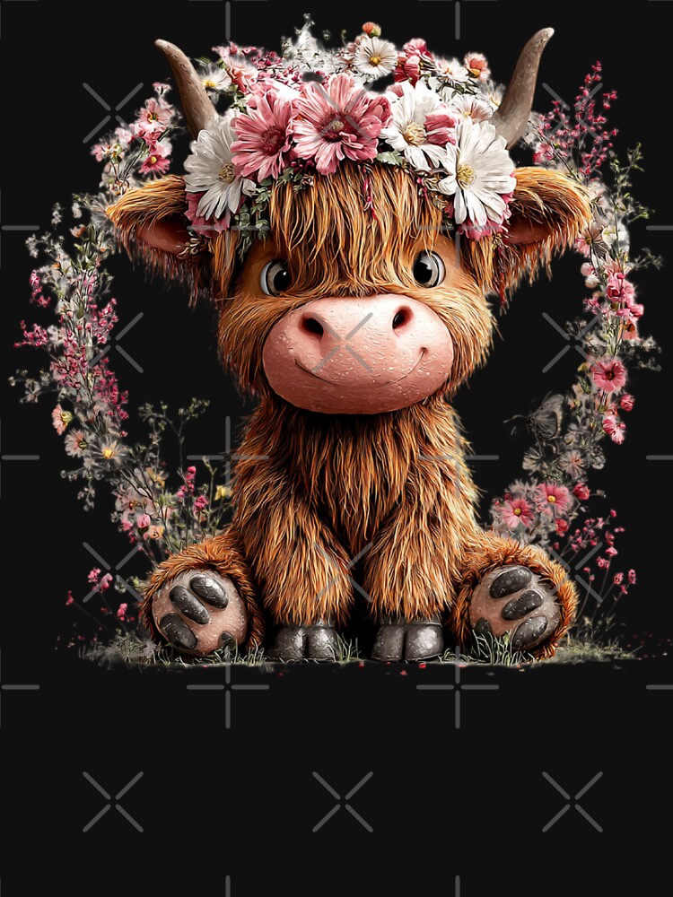 Highland Cow with Flower Crown by perijun