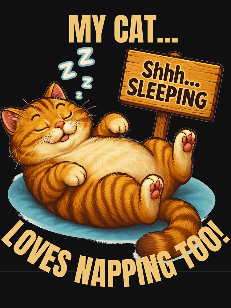 MY CAT LOVES NAPPING TOO! relaxed funny cat-lovers design of sleeping cat for cat moms, cat dads and kids! by AlphaBetulia