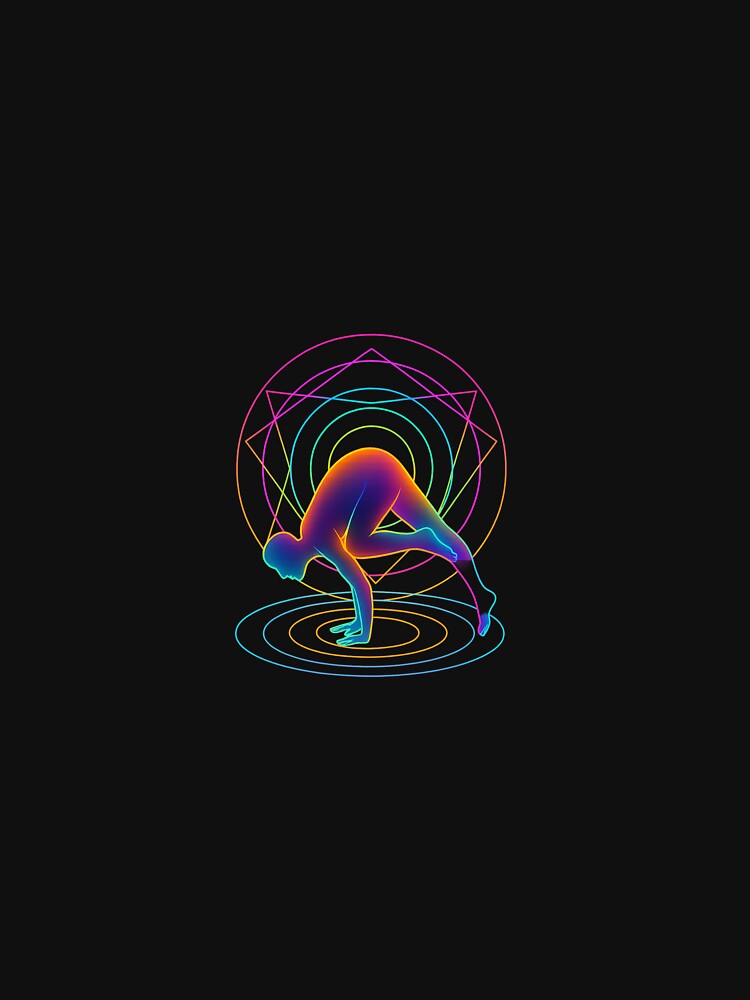 Neon Energy Crow Pose by Fitnessandyoga
