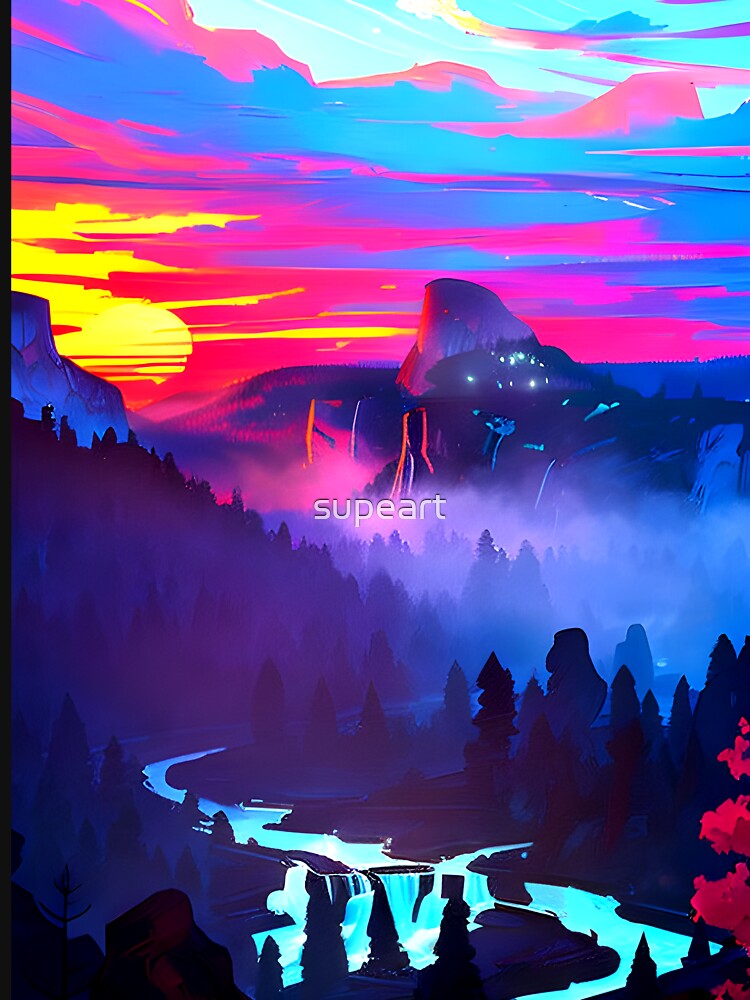 Experience the Beauty of Nature with a Minimalist Mountain River View Print by supeart