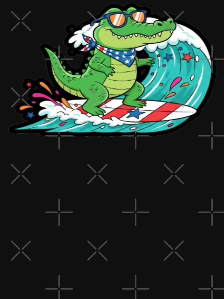 Surfing Alligator - Cute Summer Surf Animal Art by DailySparks