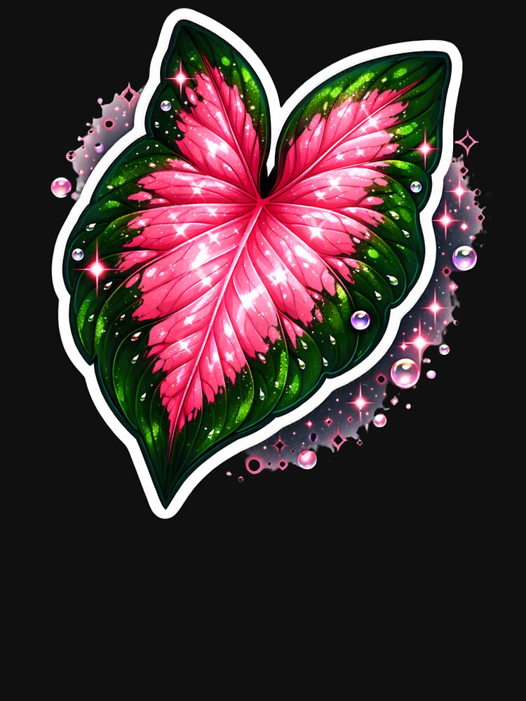 ​Pink Syngonium Variegated Leaf Botanical Aesthetic Cute Die-Cut Sticker by ShopAndFun