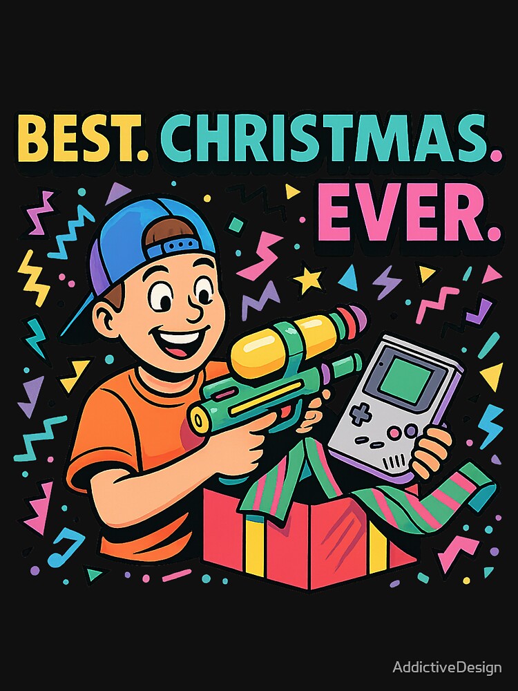 Best Christmas Ever Retro 90s Kid Gift – Game Boy & Super Soaker Holiday Art by AddictiveDesign