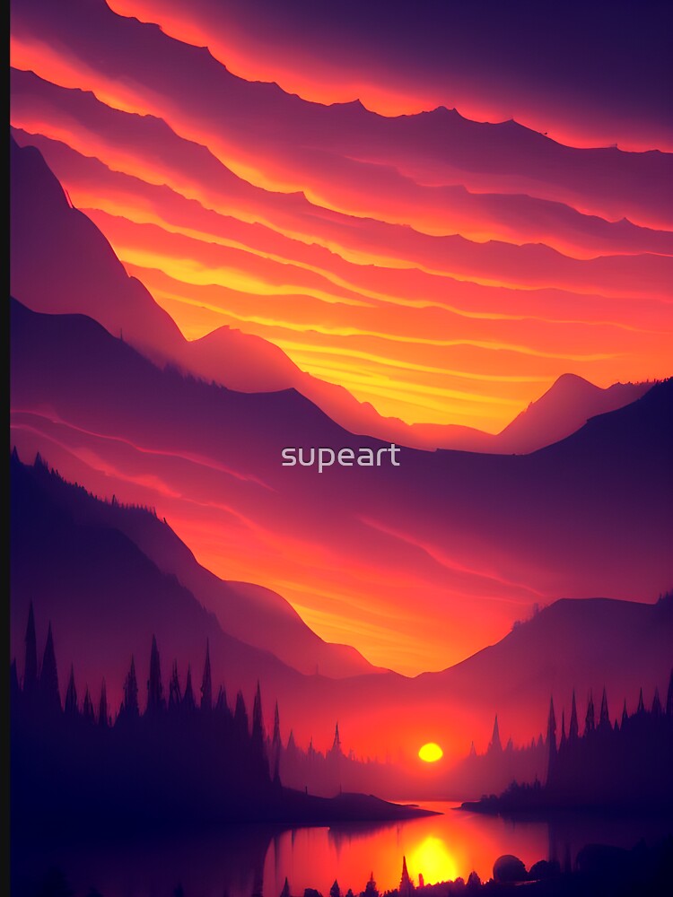 Enhance Your Home with Our Beautiful Minimalist Landscape Mountain Trees Print Collection by supeart