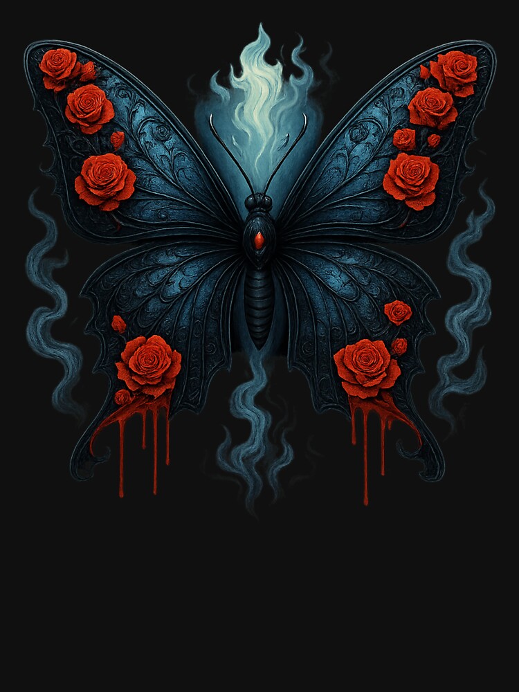 Inferno Moth Flame and Rose Design by CottonandQuill