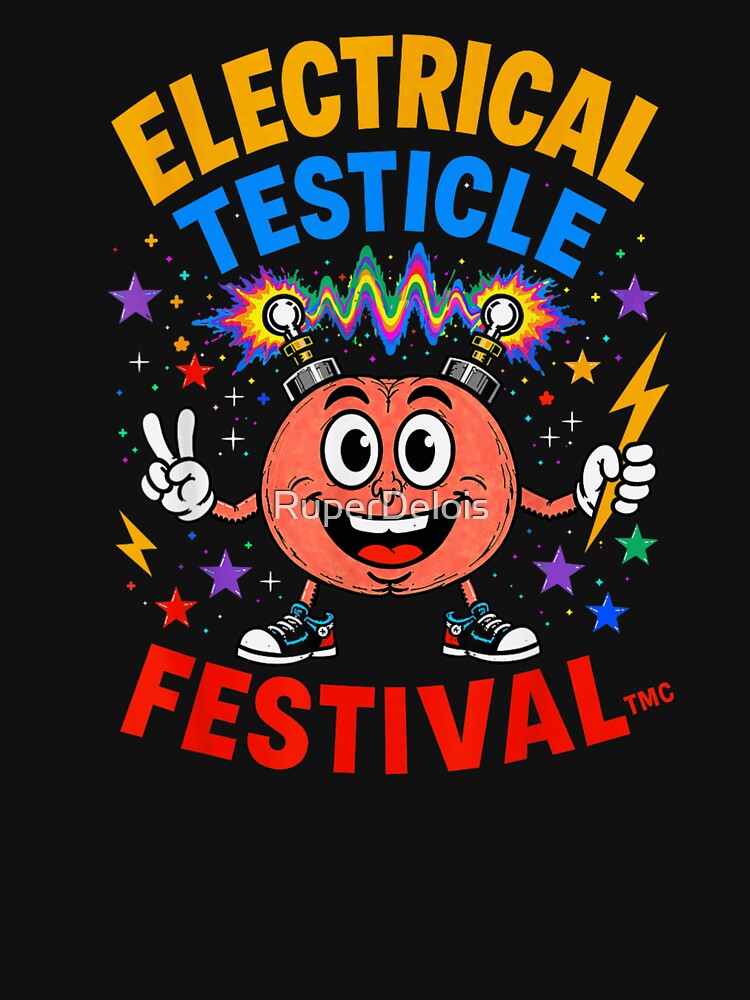 Electrical Testicle Festival Funny Psychedelic Rainbow Electro Brain Trippy Design by RuperDelois