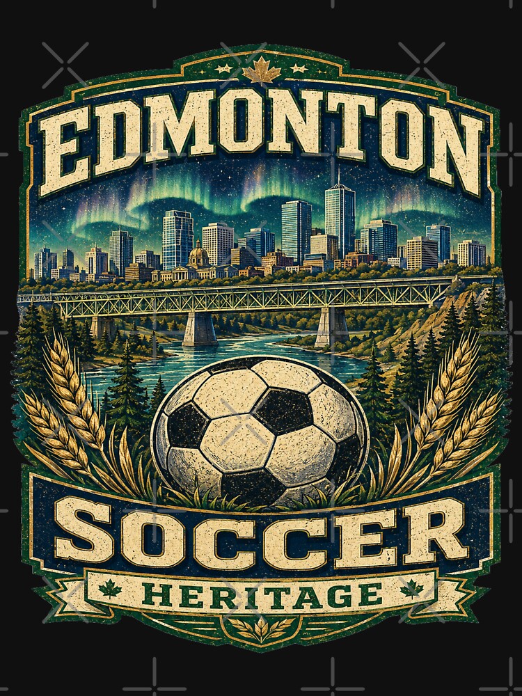 Edmonton Soccer Heritage Retro Canada Shirt | Vintage Alberta Football Travel Design | Mountain Skyline Soccer Fan Gift by Globalcitytees