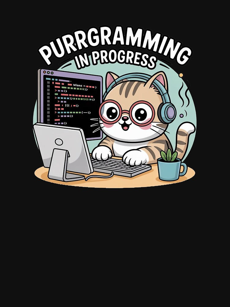 Purrgramming in Progress – Cute Coding Cat Sticker for Programmers and Cat Lovers by HAFIZ-DP