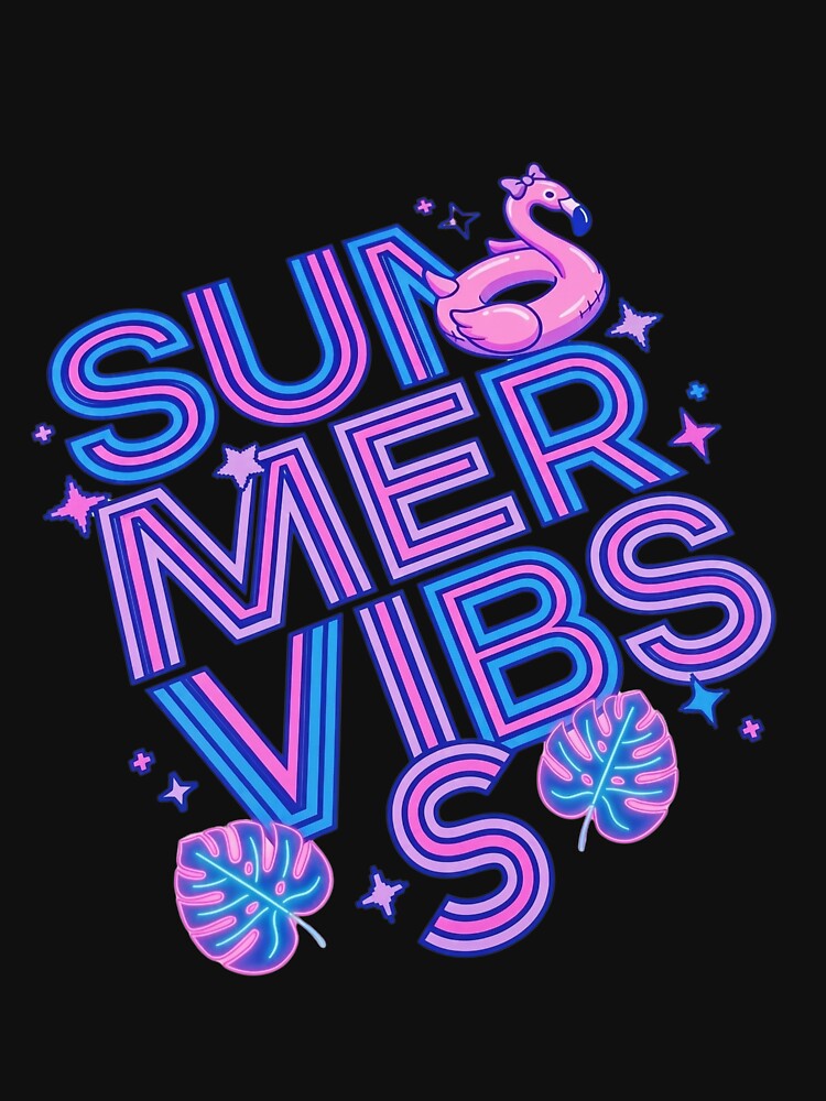Summer Vibes Neon Flamingo Typography by Brightberry Studio