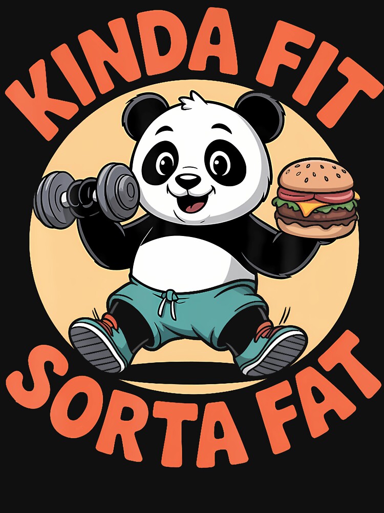 Kinda Fit Sorta Fat Funny Gym Cute Panda Retro by PeggyBeverly