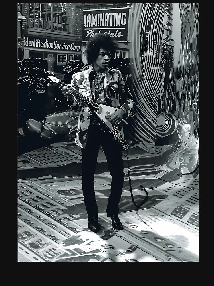 Jimi Hendrix Floral Suit Urban Scene by DuaneHirthe