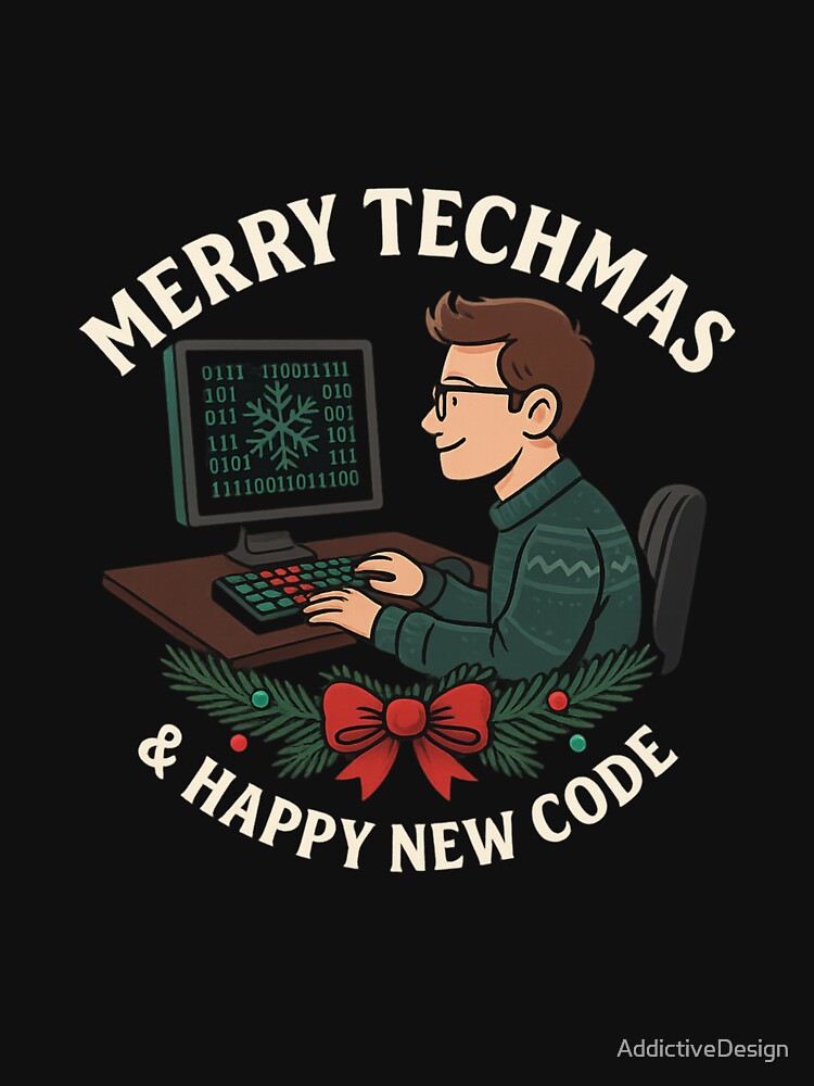 Merry Techmas & Happy New Code – Funny Christmas Programmer Shirt for Coders and Developers by AddictiveDesign