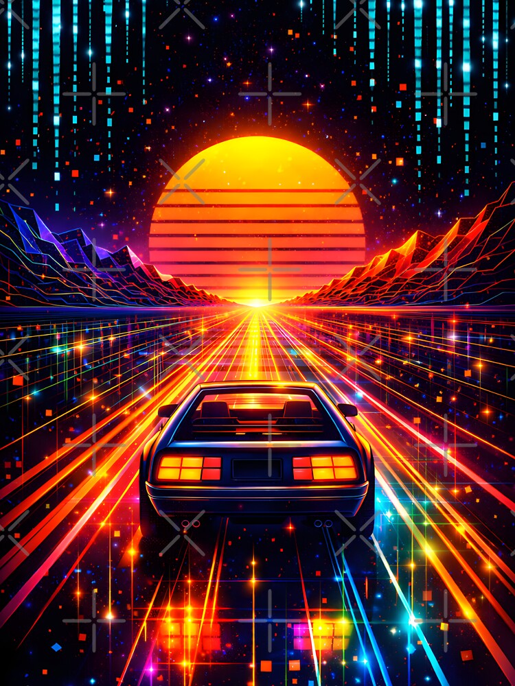 Synthwave Sunset Drive - Outrun Aesthetic Neon Highway by Tw1nsAIArt