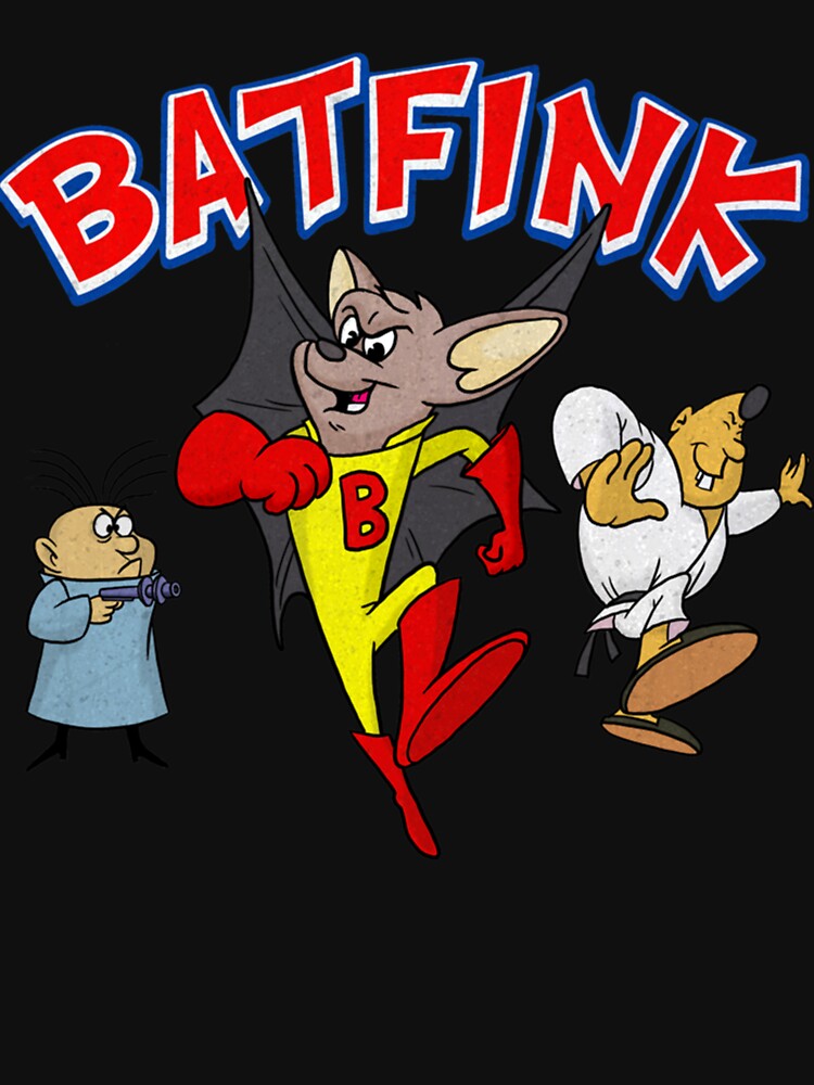 Batfink the Bat Superhero 60s Cartoon Character, his aide Karate, and Villain Hugo A-Go-Go  Classic by OdelinHernandez