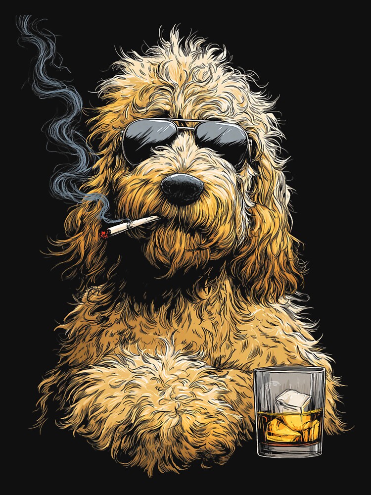 goldendoodle Dog Smoking Cigarette Funny Goldendoodle Meme by FrankIsabel