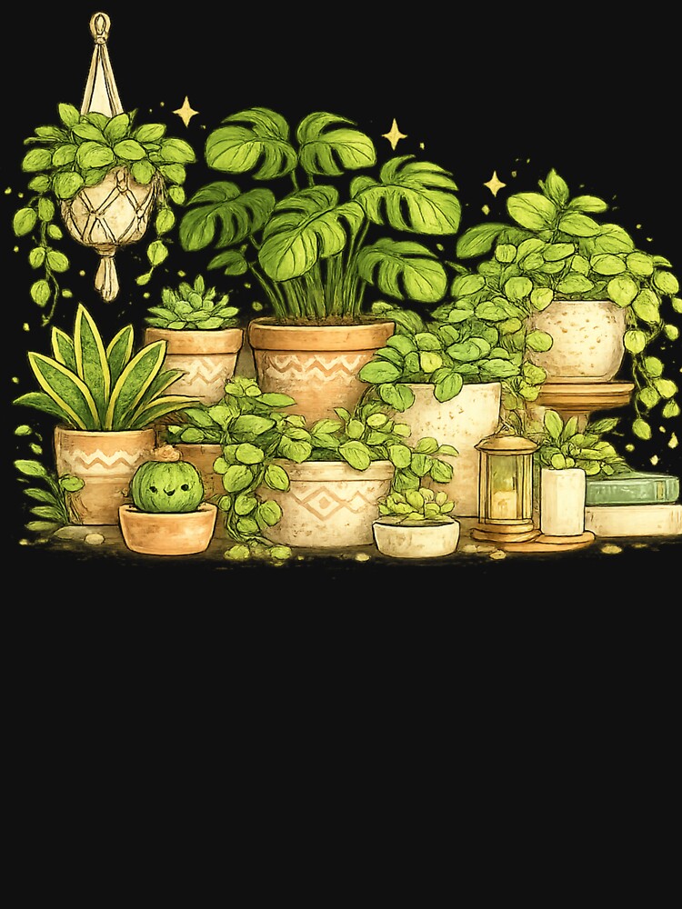 Cozy Botanical Jungle | Magical Houseplant Garden Illustration | Green Plant Aesthetic Decor by Wild Horizon Studio