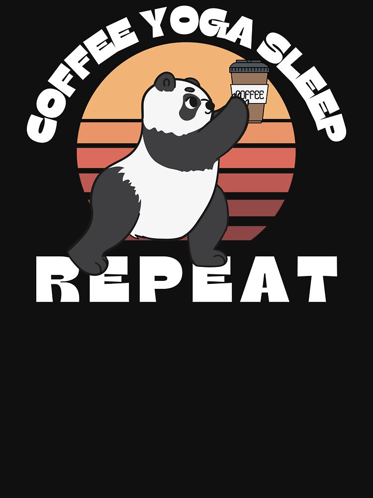 Coffee yoga sleep repeat funny yoga panda by reka88