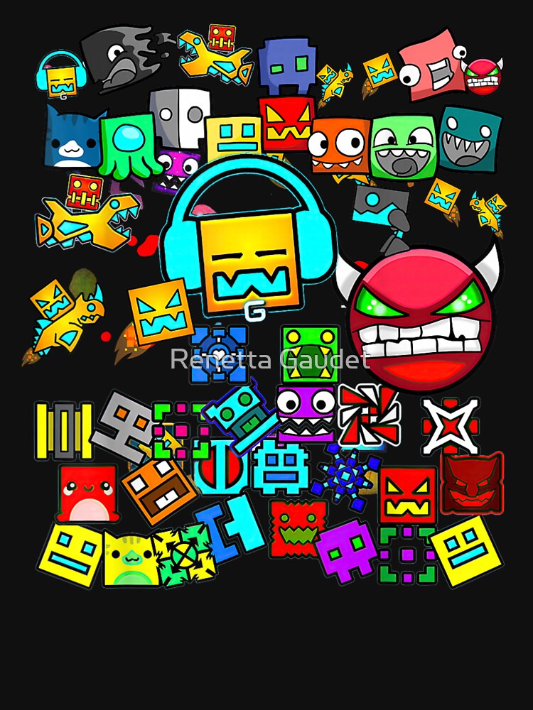 Geometry Dash Icon Collage Gaming Pattern For Pro Players And Fans by RenettaFunky