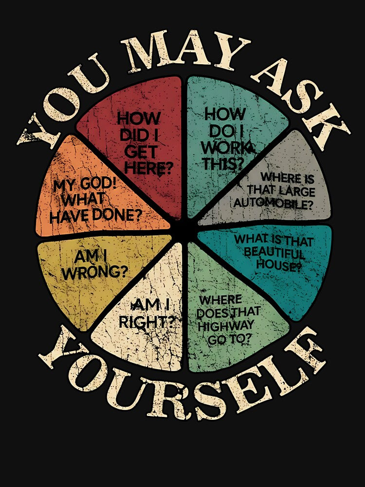 You May Ask Yourself Vintage, Talking Heads, Once In A Lifetime Lyrics, You May Ask Yourself Pie Chart, David Byrne by peggycantu