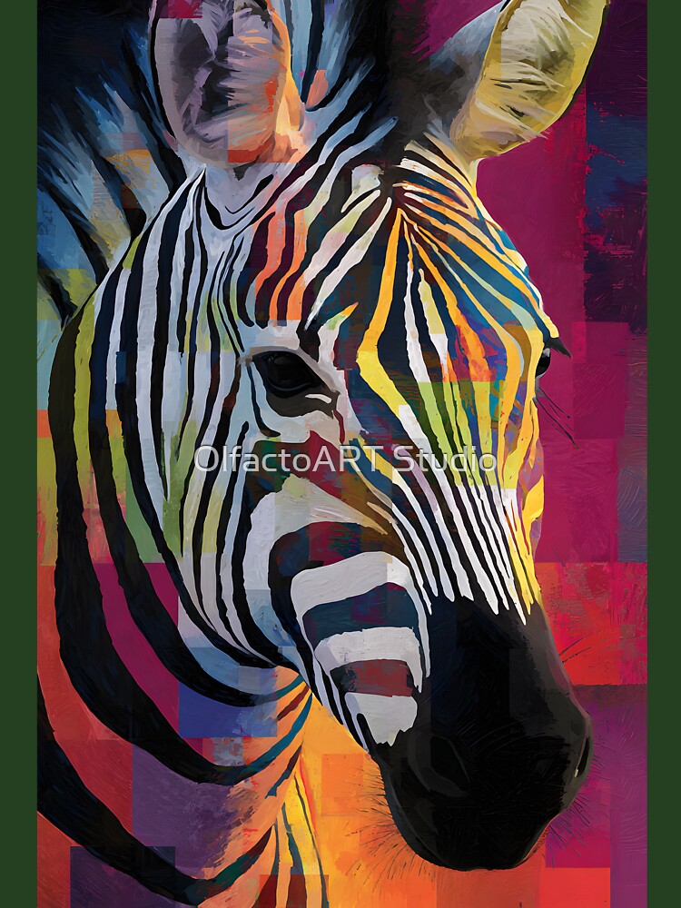 Protect the Wild Zebra - Bold Wildlife Artwork with Striking Color Spectrum and Energy by OlfactoART Studio