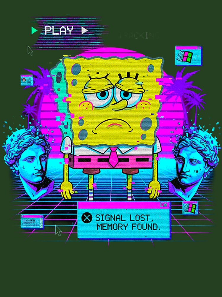 Neon Sad Sponge: VHS Vaporwave Memory by A E S T H E T A T A G