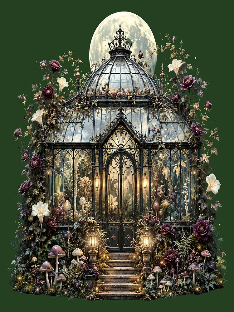 Magical Fairytale Greenhouse Roses Moonlight Garden by SasmitaStudioCo