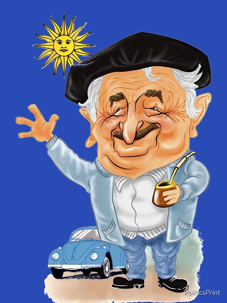 Pepe Mujica artwork cartoon caricature by PoliticsPrint