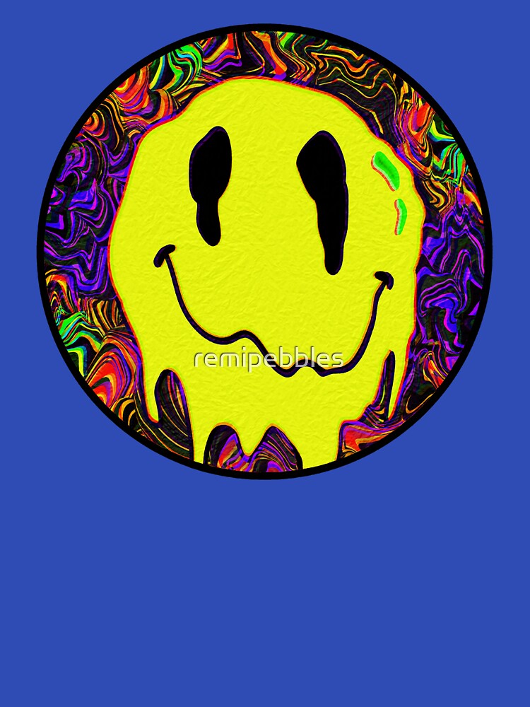 Classic Smiley – Drippy Yellow Rave Face Art by remipebbles