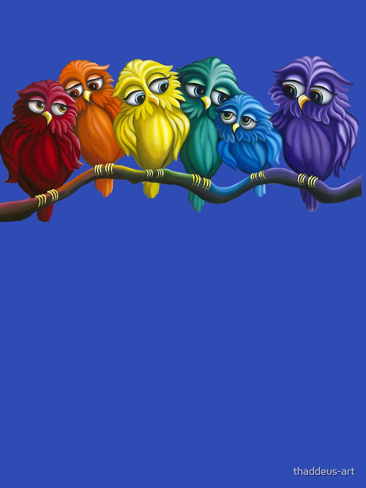 Rainbow Owls by thaddeus-art