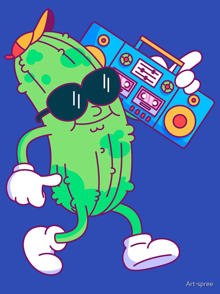 Pickle cartoon with radio illustration by Art-spree