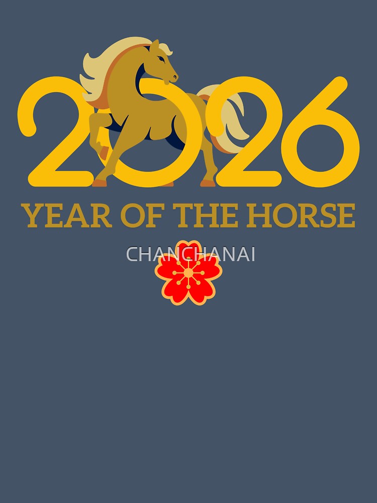 2026 Year of the Horse Lunar New Year Red and Gold by CHANCHANAI