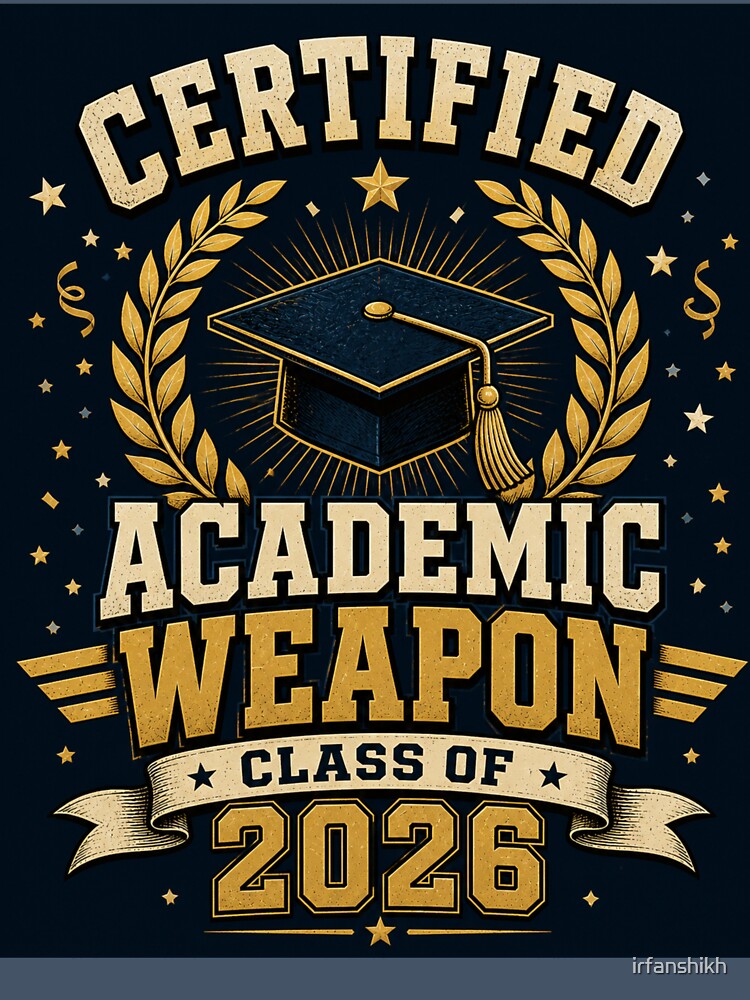 Certified Academic Weapon Class of 2026 – Vintage Graduation Art | Grad Gift by irfanshikh