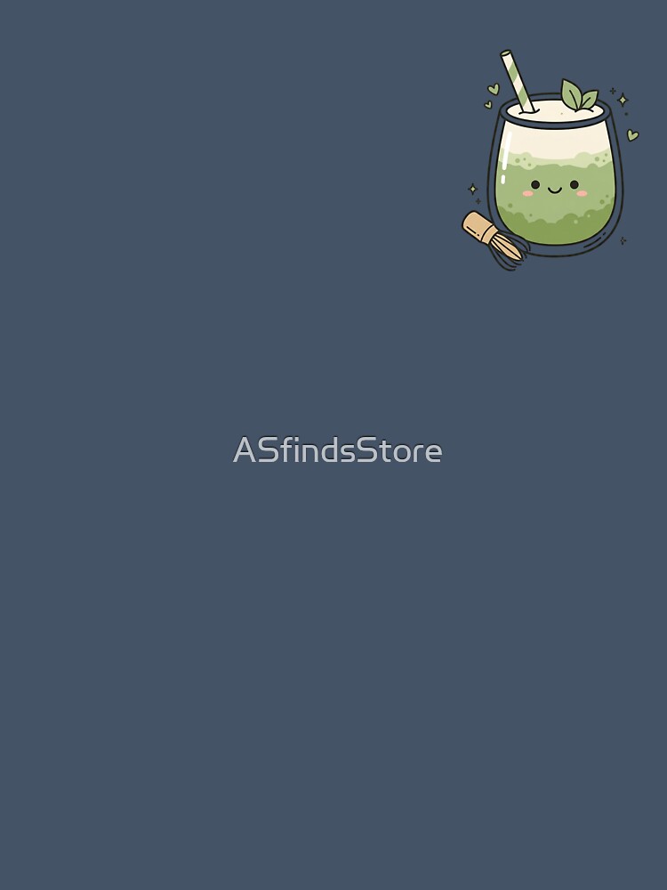 Cute Kawaii Matcha Latte Green Tea Whisk Smiling Drink Japanese Tea Design by ASfindsStore