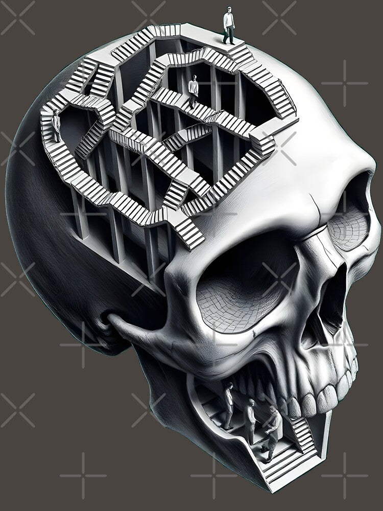 MC Escher Style Skull – Geometric Illusion of Life & Death by WAUZ