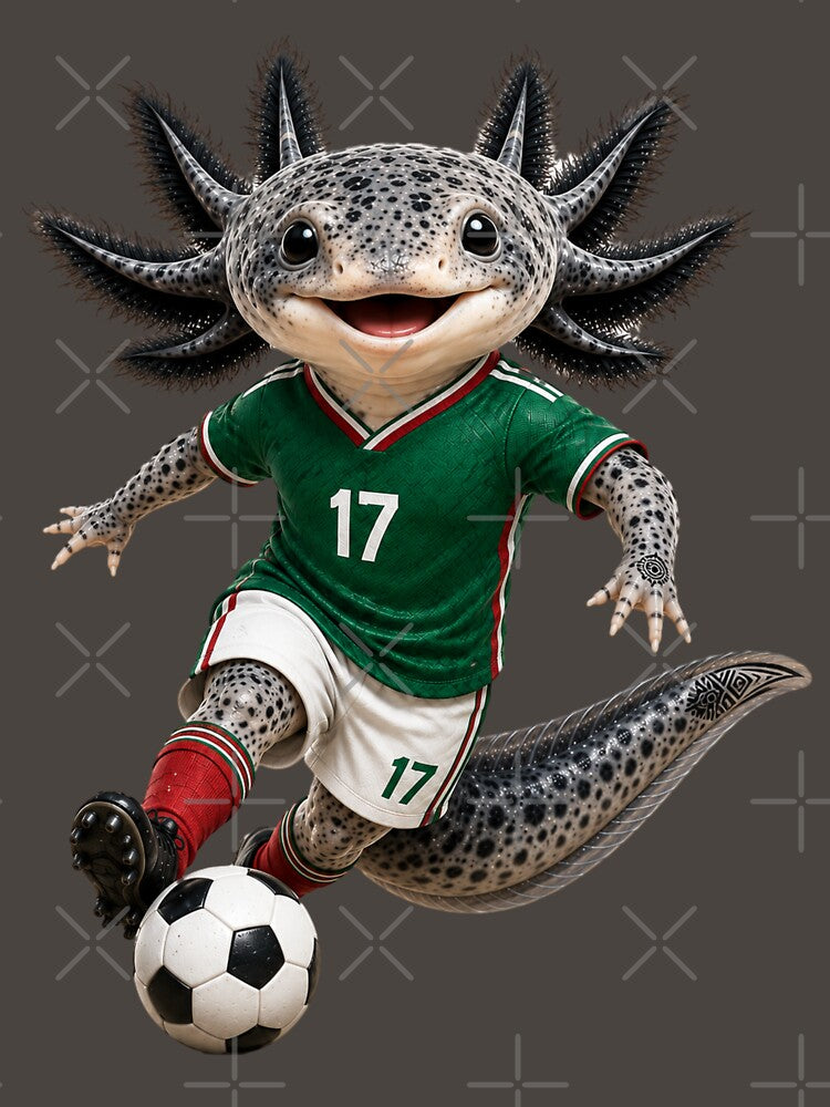 Axolotl Soccer Mexico Jersey 17 Cute Football Fan Design by MonsoonInkX