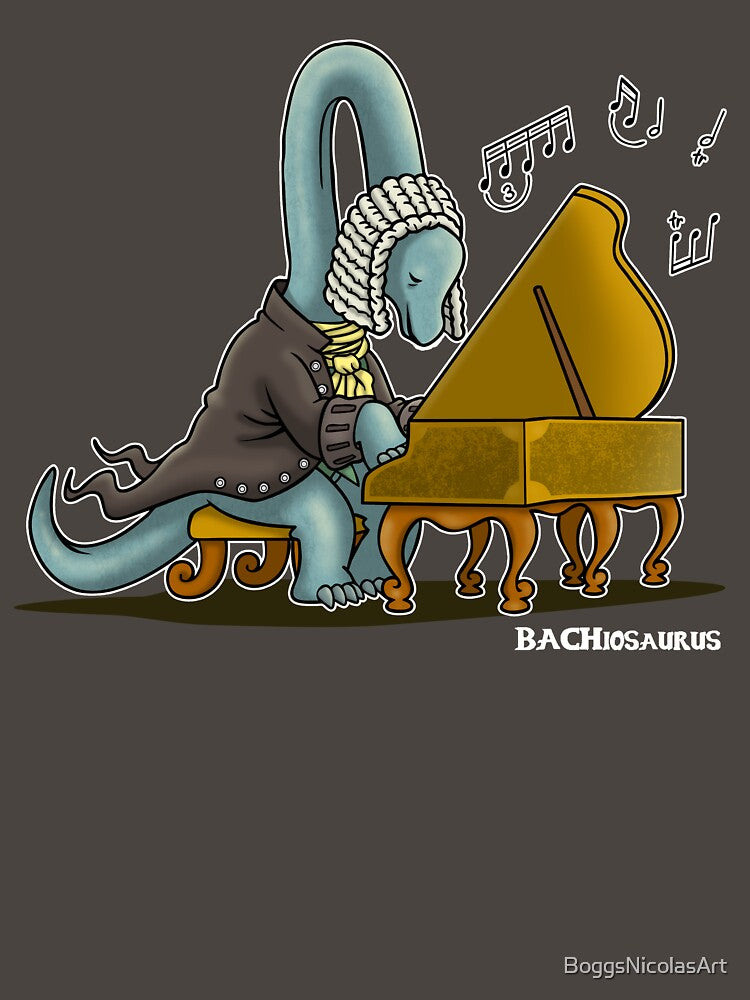 Bachiosaurus Cute Musician Dinosaur Brachiosaurus Cartoon by BoggsNicolasArt