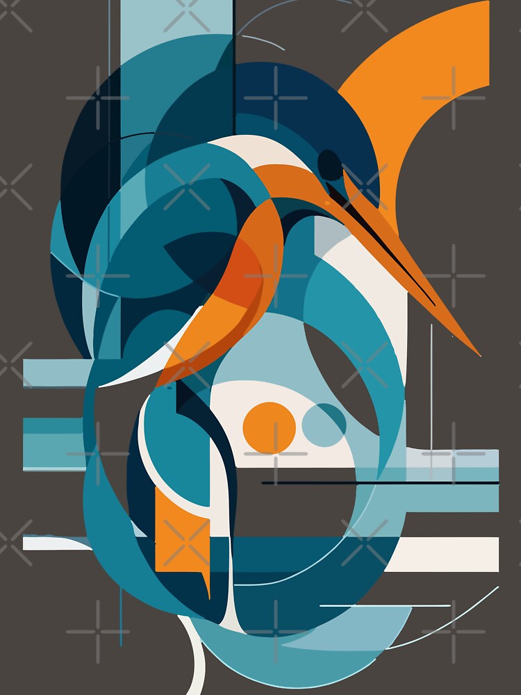 Abstract Geometric Kingfisher – Modern Minimalist Bird Art by PrimitiveTees