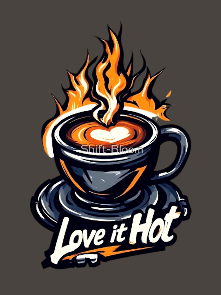 Love It Hot Coffee Logo | Mechanical Steam Gears Flame Cup Barista Design 02 by Shift-Bloom