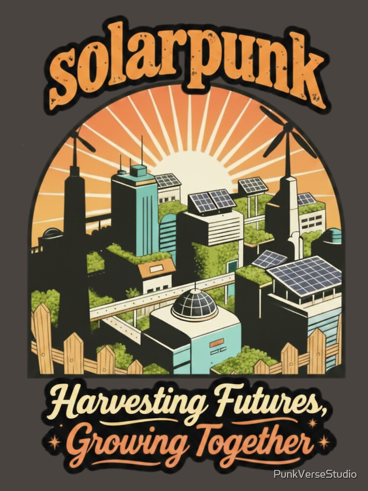 Solarpunk Cityscape - Eco Future Harvesting - Sustainable Living Art by PunkVerseStudio