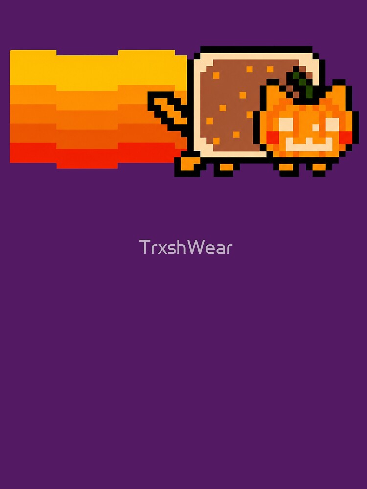 Halloween Nyan Cat Pixel Art Y2K Retro Internet Aesthetic by TrxshWear