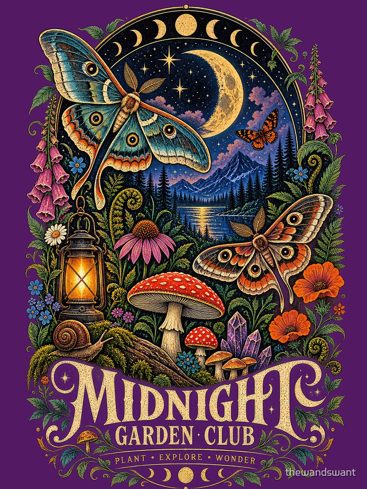 Midnight Garden Club – Mystical Moths, Mushrooms & Moon by thewandswant