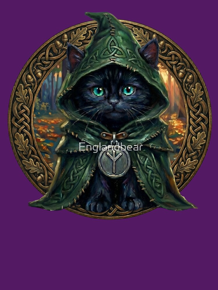 Black Cat Druid Autumnal Haven Eolhx Rune Motif - Twilight Edition by Englandbear