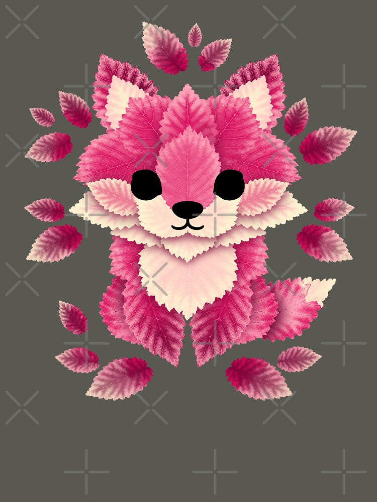 Pink fox of leaves by NemiMakeit