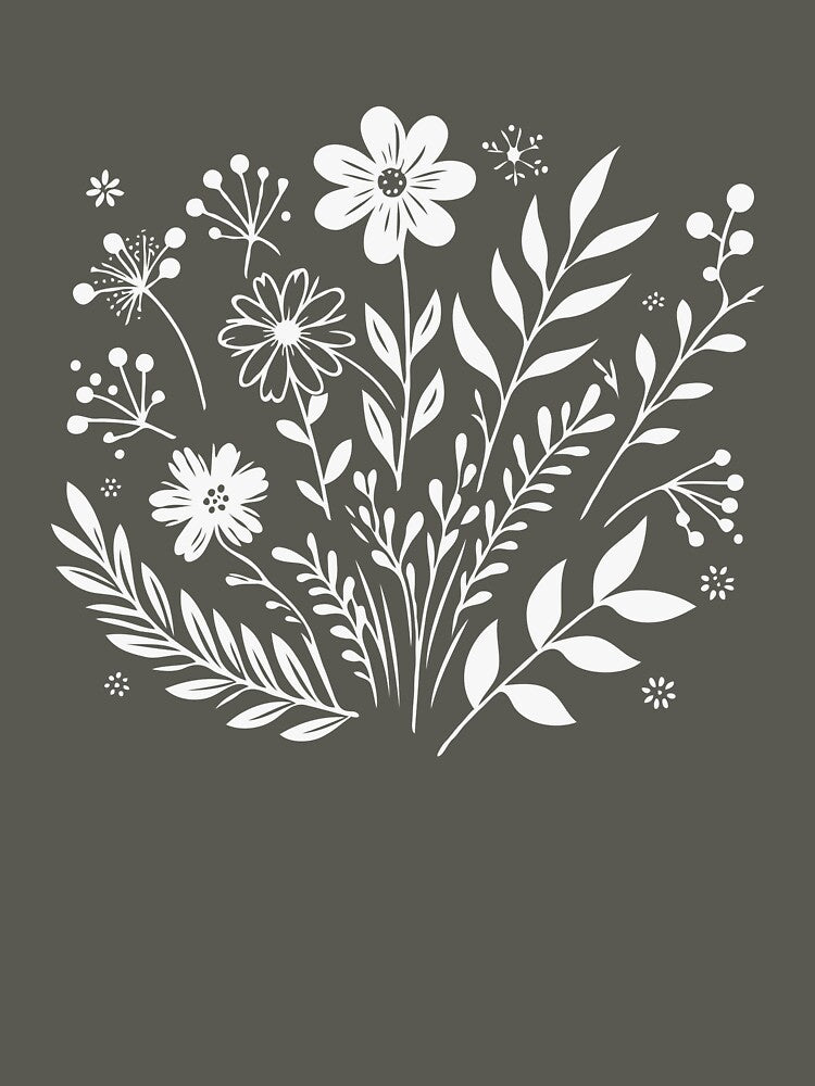 Elegant Minimalist Floral T-Shirts, Gifts for Women, Flowers Crewneck Sweatshirt, AestheticTees, Floral Shirts for Women, Wild Flowers Graphic Tees by teecraftstudios