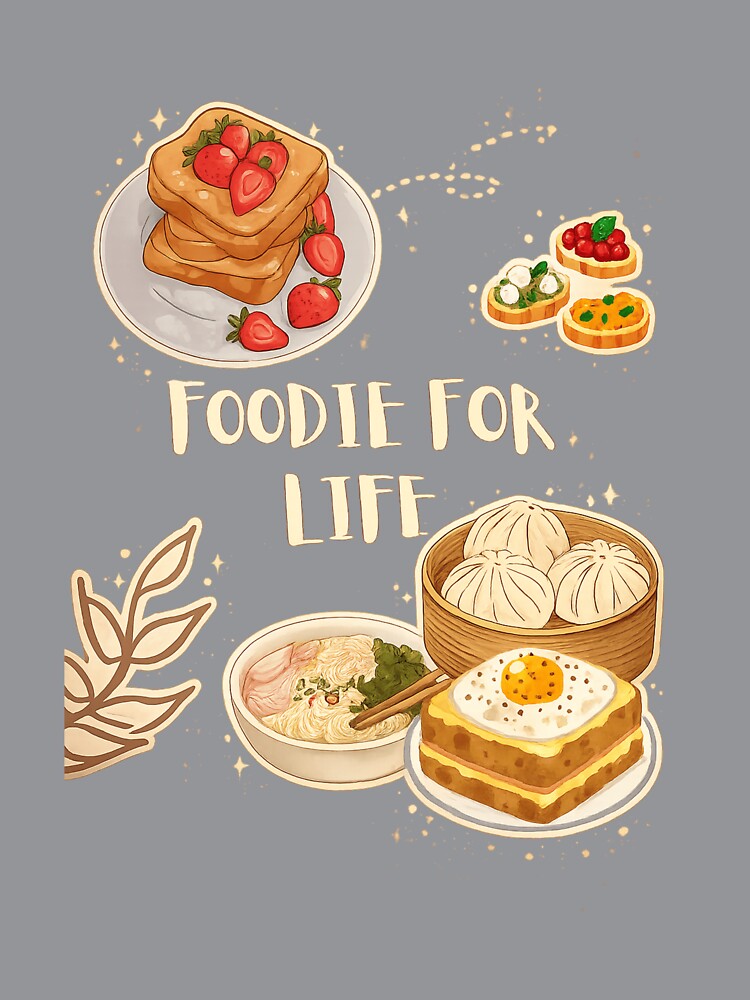 Foodie for Life – Cute Food Lover Watercolor Aesthetic Design by ravenRM