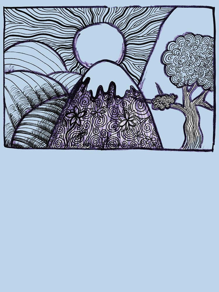 Sketch Sunny Hillsides Black Blue Markers by BOKEbyTC