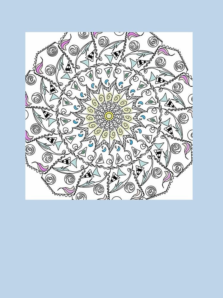 Minimalist Morning Bloom Mandala - Pastel Accent Geometric Art by The Mandala Oasis