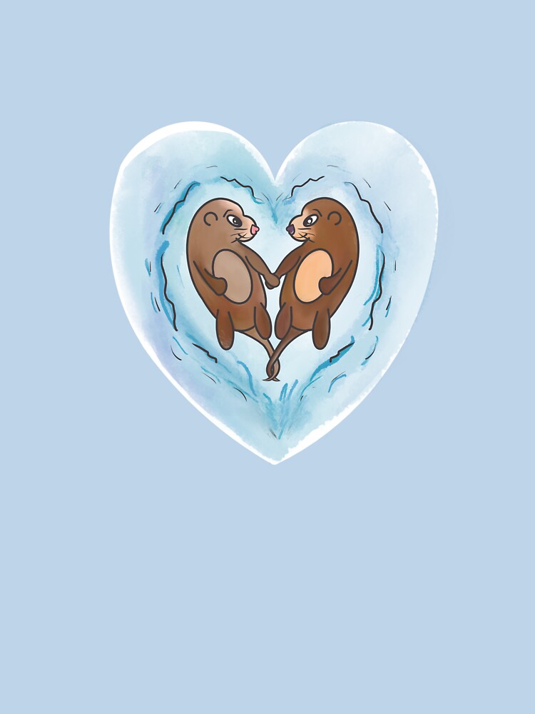 Otters in love pink by Tirish56