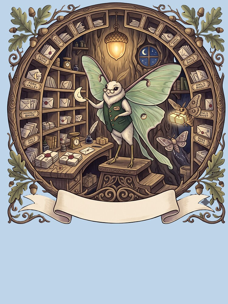 Night Mail Luna Moth Postmaster by Mosslume Studio