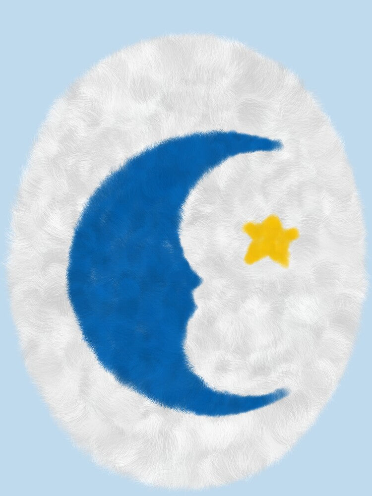 Retro Care Belly Design with Crescent Moon and Star Icon by andabelart